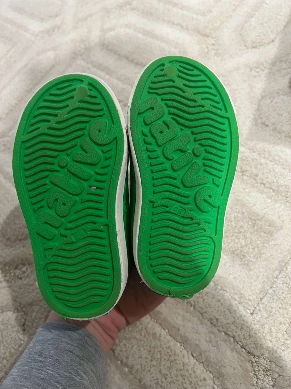 Native Kids Jefferson Slip-On Water Shoes in Grasshopper Green and White